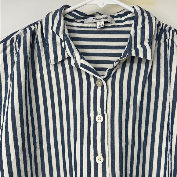 Madewell Blue White Striped Shirt women’s medium - Picture 2 of 7